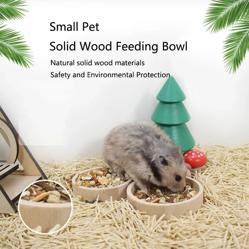 Smooth Wooden Small Animal Feeding Bowl