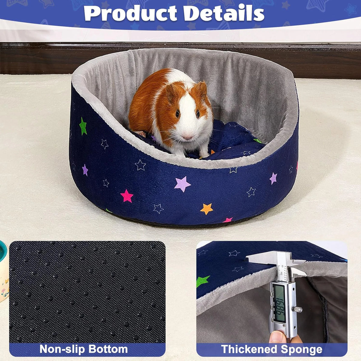 Cozy Fleece Hideout Bed for Small Pets with Removable Cushion