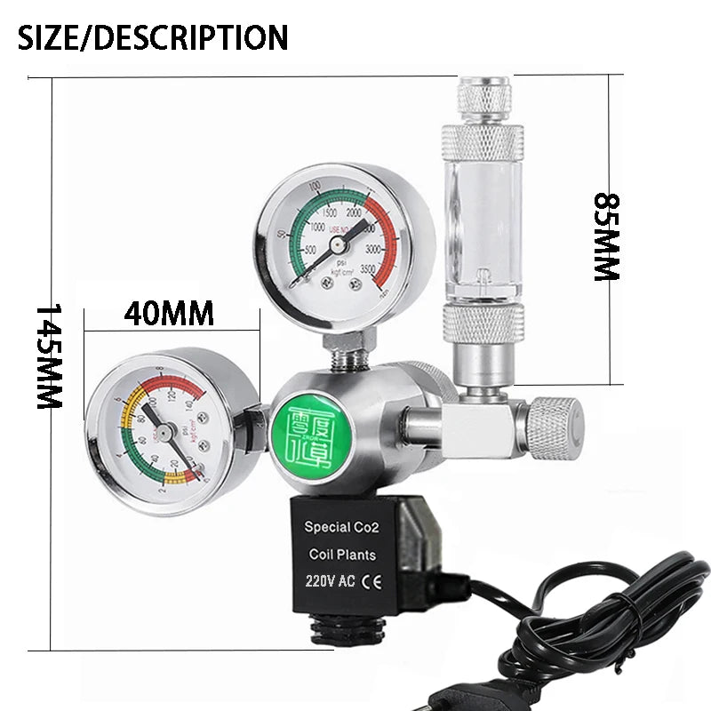 Régulateur CO2 pour Aquarium avec Solénoïde et Compteur de Bulles