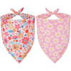 Floral Daisy Print Triangle Dog Bandana – Washable Pet Scarf