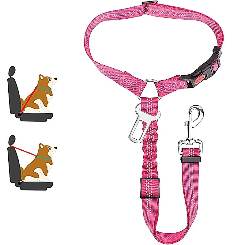 Two-in-One Pet Harness and Car Safety Belt with Reflective Leash