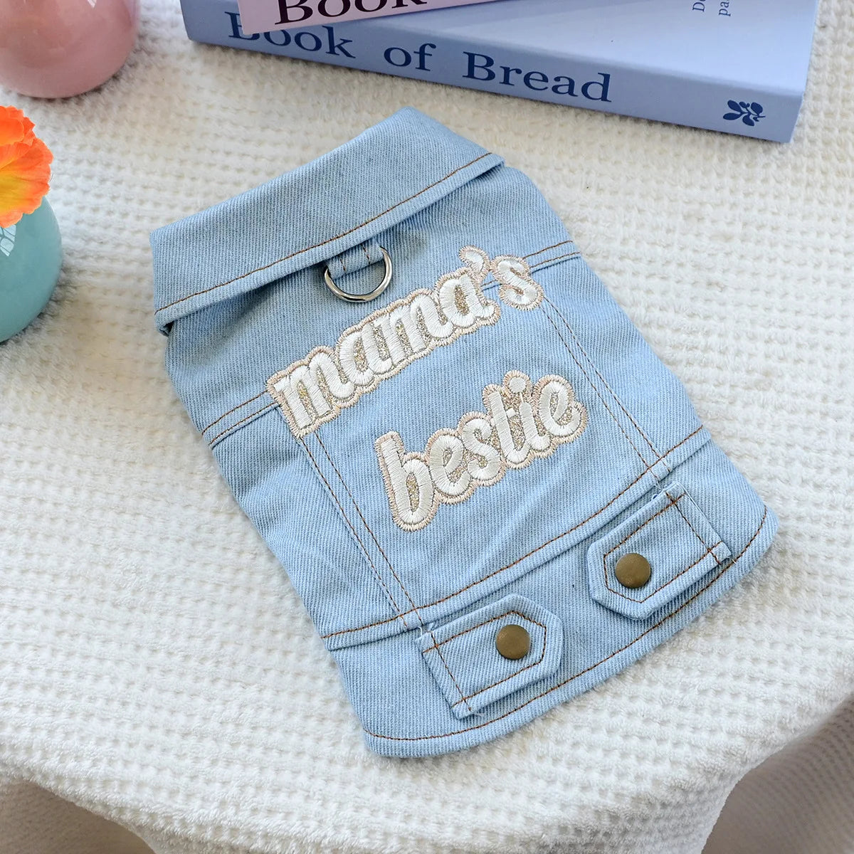 Charming Denim Jacket for Small Dogs with Playful Prints