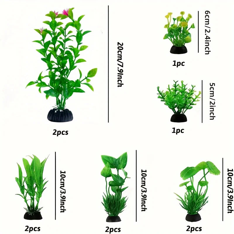 Vibrant Green Artificial Water Grass for Fish Tanks (10-Pack)