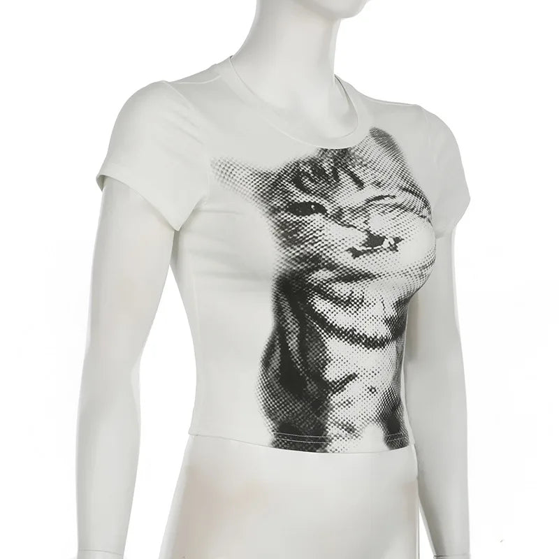 Top Crop con Estampado Animal