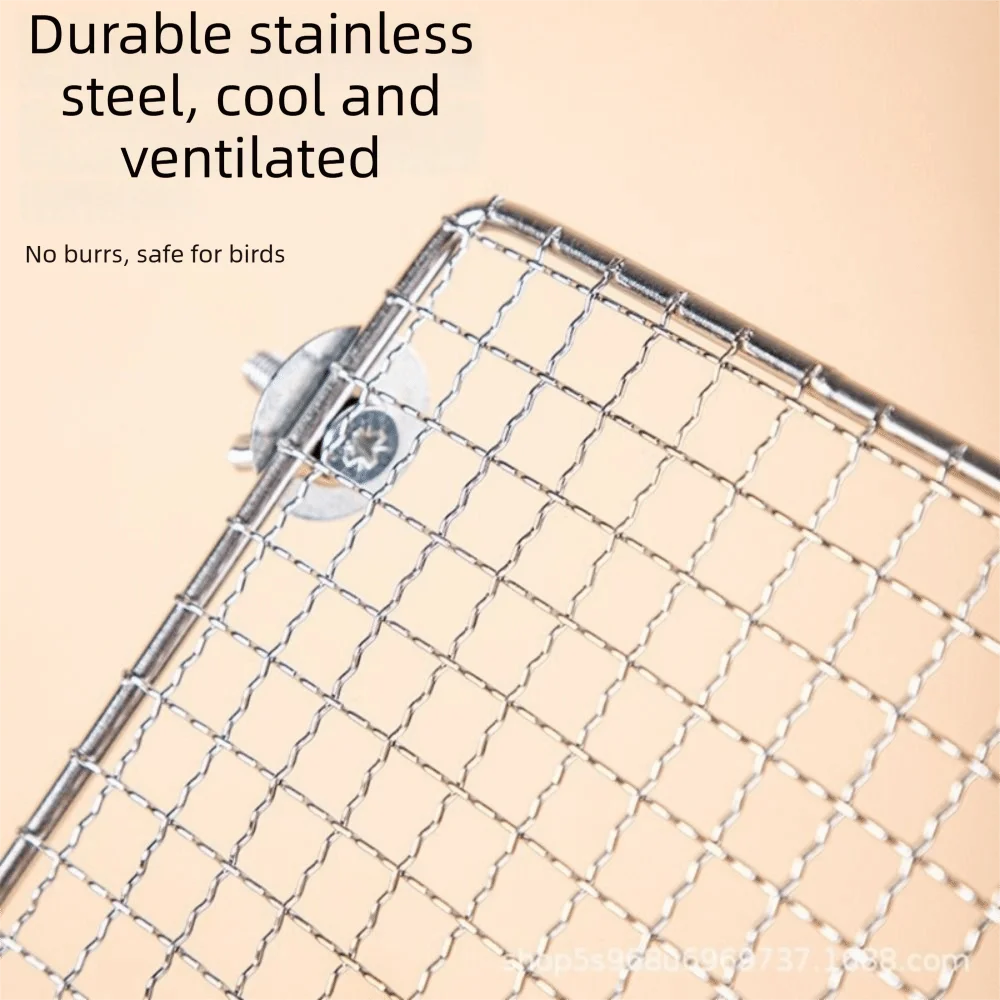 Stainless Steel Bird Perch Platform with Secure Cage Mount