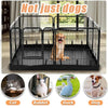 Black waterproof dog playpen mat with a wire mesh enclosure for pets.