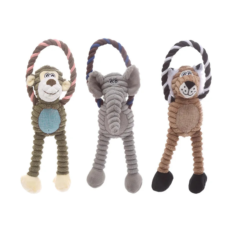 Plush Bone Squeaky Dog Toy for Teething and Play
