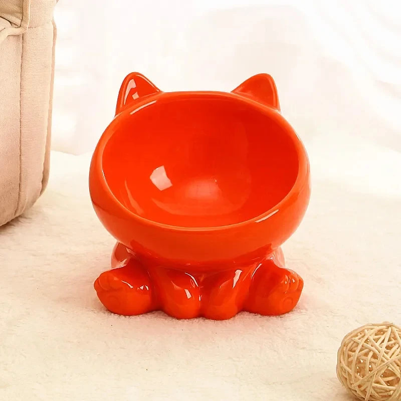 Ceramic Cat Bowl with High Feet for Pet Feeding