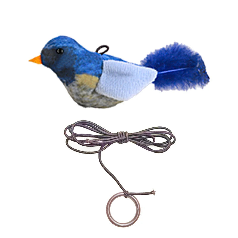 Realistisch wirkender Plüsch-Vogel-Katzenspielzeug mit Federn