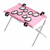 Hamac pliable rose pour toilettage d'animaux avec anneaux noirs pour bain et coupe des ongles