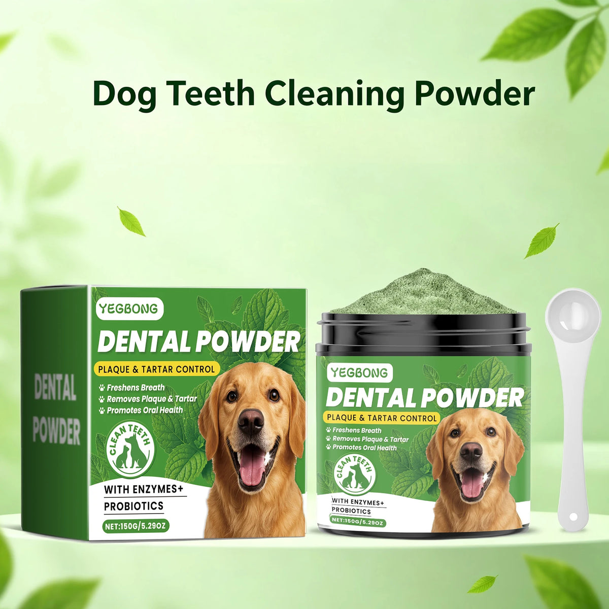 Pet Dental Powder for Dogs – Enzymes & Probiotics for Plaque, Tartar & Fresh Breath