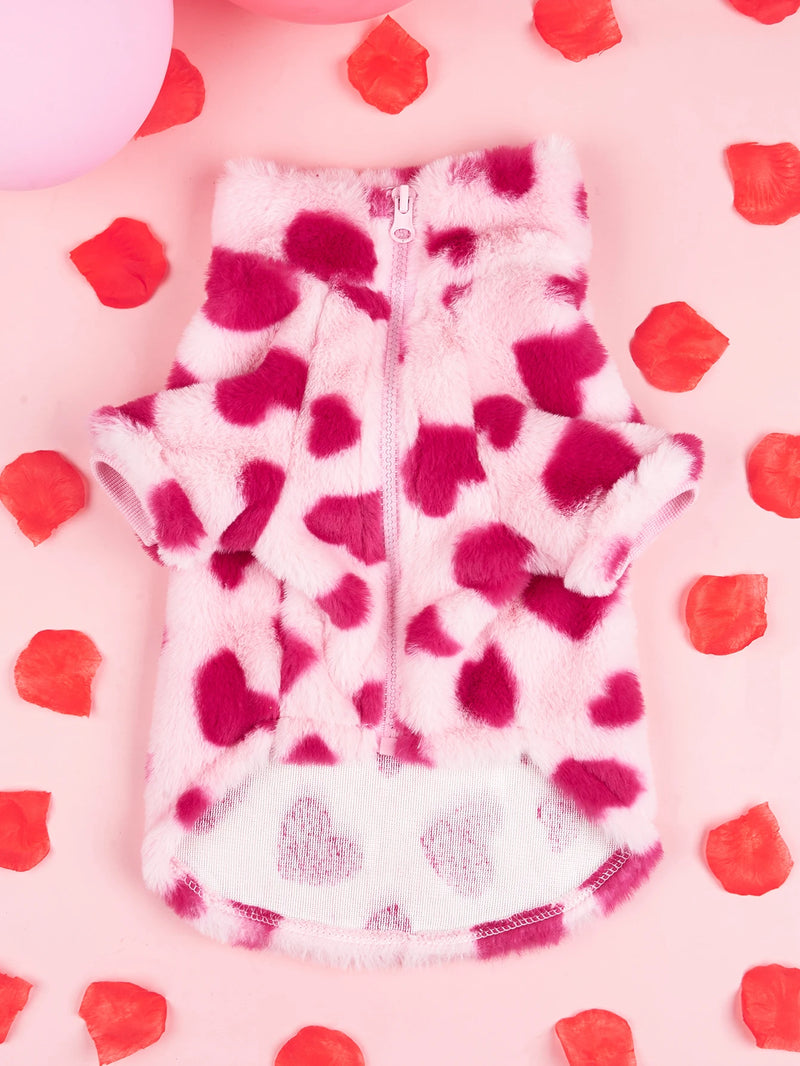 Sudadera de Peluche con Estampado de Corazones para Perro