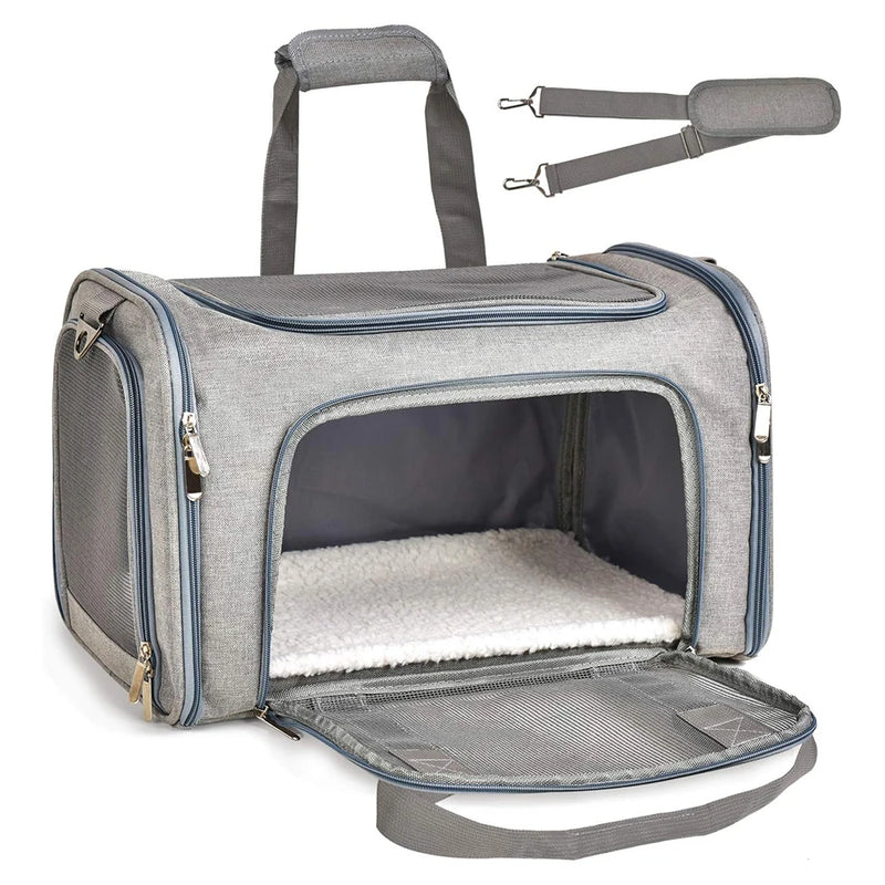 Transporteur pour animaux de compagnie souple et pliable pour chats & petits chiens