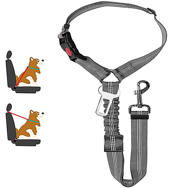 Two-in-One Pet Harness and Car Safety Belt with Reflective Leash