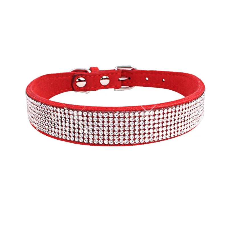 Kristall-Straß-Halsband aus Leder