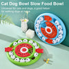 Bol de slow food bleu et vert pour chats et chiens avec divers distributeurs de nourriture à puzzle.