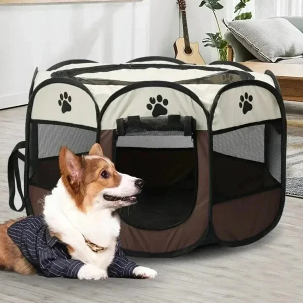 خيمة حيوانات أليفة محمولة وقابلة للطي وسياج لعب
