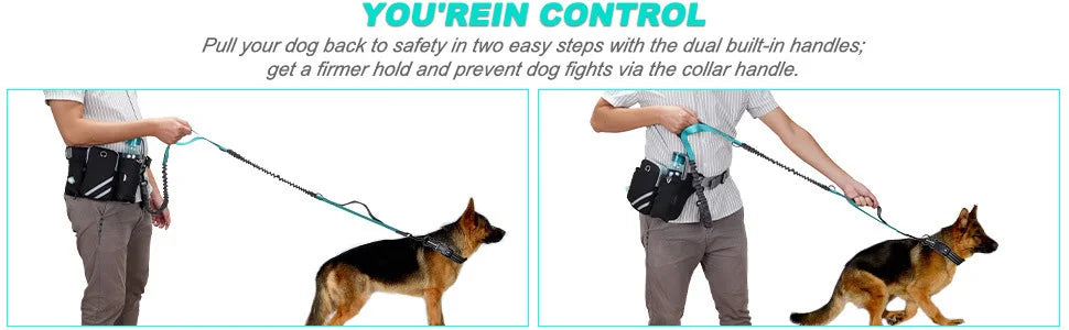 Hands-Free Reflective Dog Walking Belt with Storage Pouch