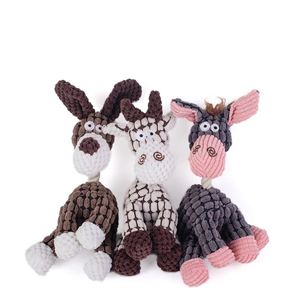 Jouet Interactif pour Animaux en Peluche : Âne avec Corde