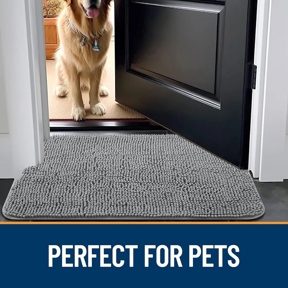 Absorbent Non-Slip Dog Doormat for Muddy Paws, Quick-Drying Washable Entryway Mat