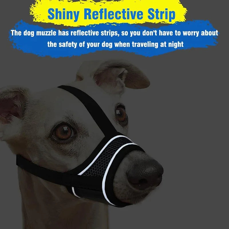 Adjustable Breathable Mesh Dog Muzzle with Reflective Strip