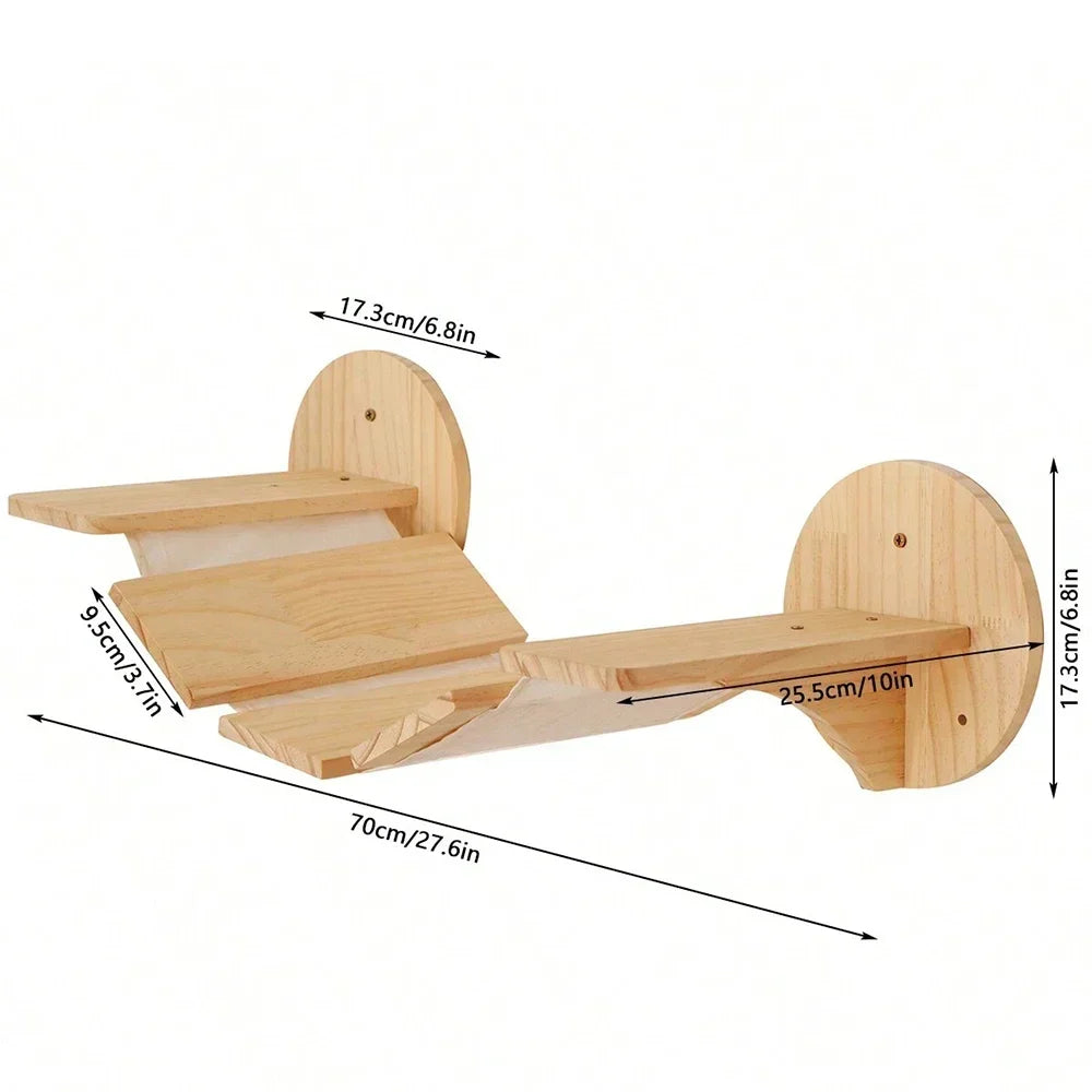 Wall-Mounted Cat Climbing Shelf Set with Hammock and Scratching Posts
