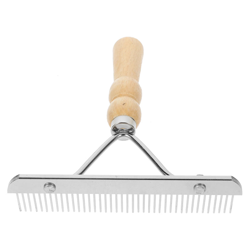 Râteau de toilettage ergonomique pour chevaux avec manche en bois