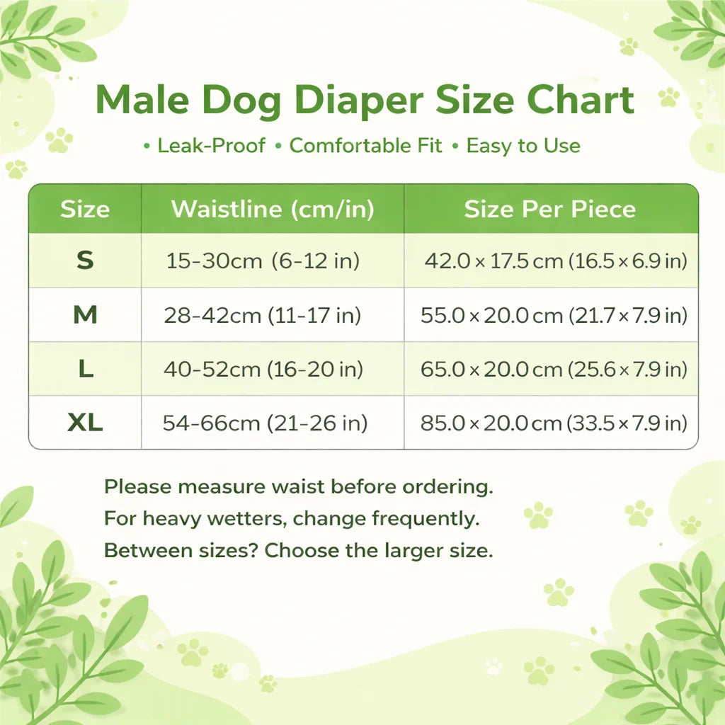 Male Dog Diapers with Aloe Vera Essence – 40 Pack