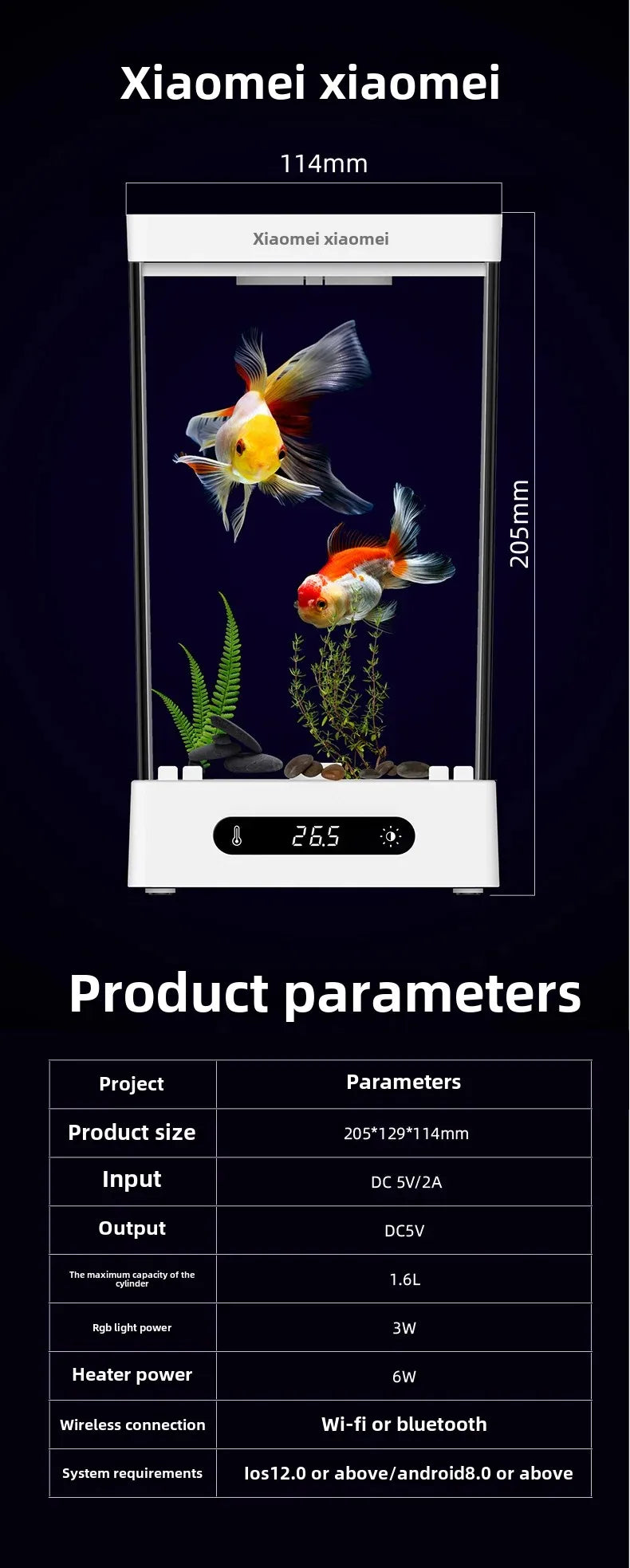 Aquarium de Bureau Compact 2L pour Poisson Betta