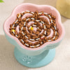 Elevated Ceramic Slow Feeder Bowl for Cats and Small Dogs