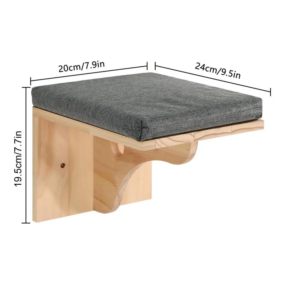 Wall-Mounted Cat Climbing Shelf Set with Hammock and Scratching Posts