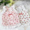 Pink and white floral print vest for dogs and cats with lace trim