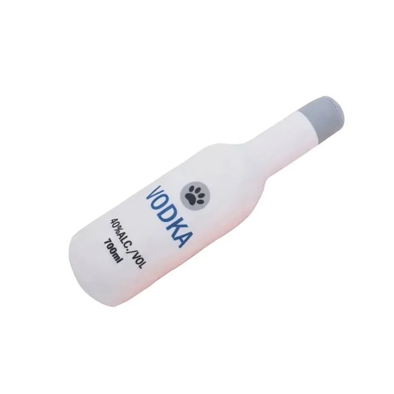 Fun Plush Bottle-Shaped Dog Toys with Squeakers