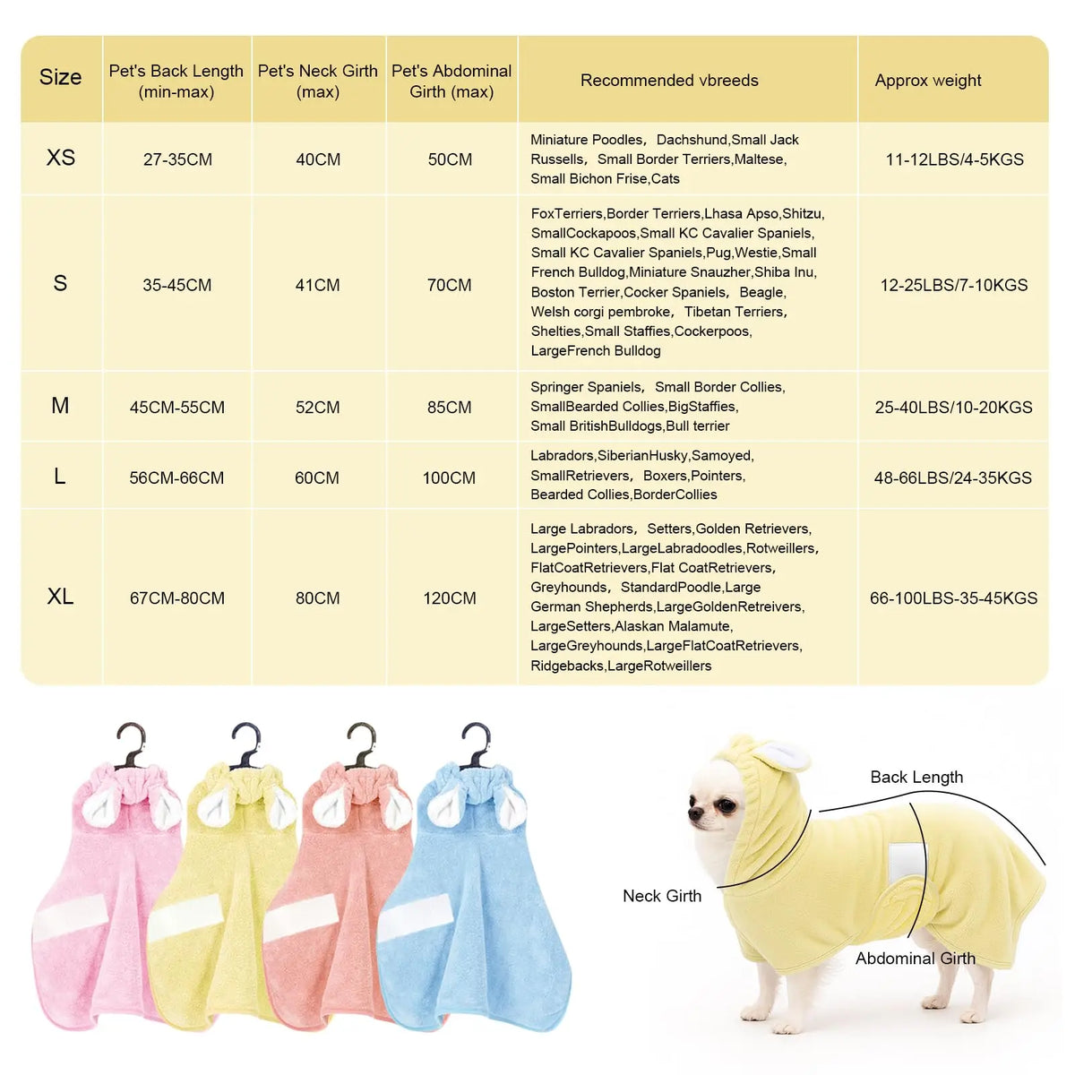 Adjustable Hooded Pet Bathrobe – Quick-Dry Microfiber Dog & Cat Towel