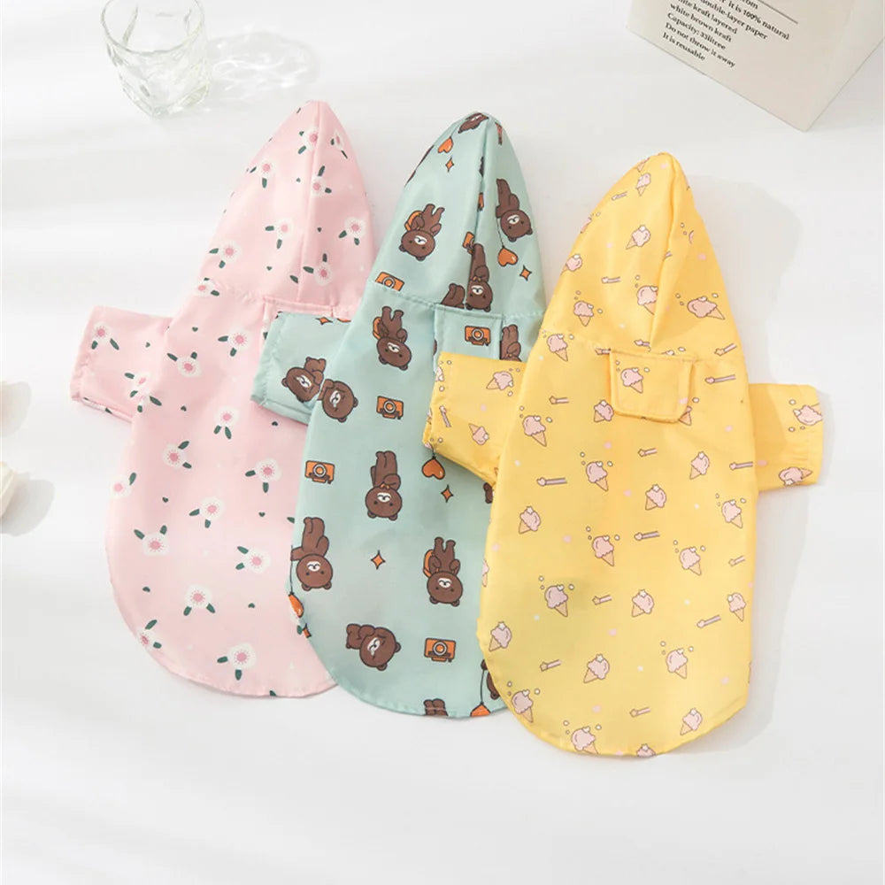 Cartoon Printed Waterproof Dog Raincoat
