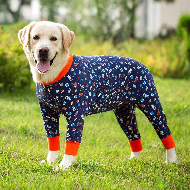 Cartoon Print Cotton Pajamas for Medium and Large Dogs