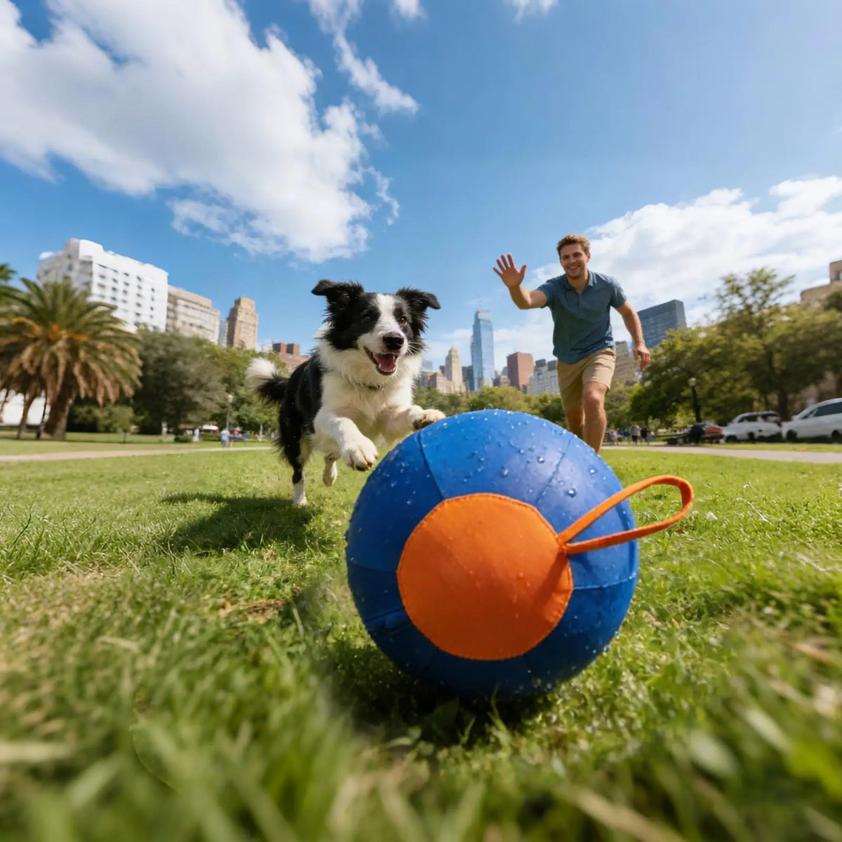 Interactive Large Dog Ball with Wrist Strap