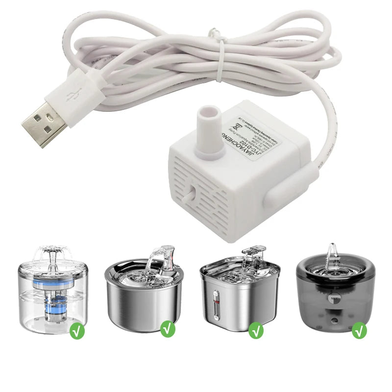 Cat Water Fountain Replacement Pump - Ultra-Quiet USB