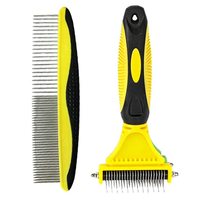 Double-Sided Pet Grooming Comb for Detangling and Shedding