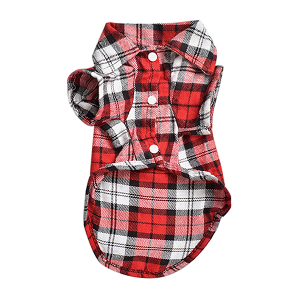 British Style Plaid Pet Shirt Jacket for Small Dogs and Kittens