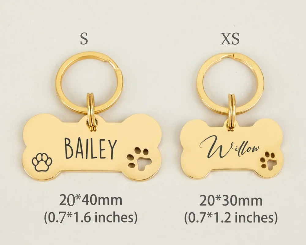 Personalized Stainless Steel Bone-Shaped Dog ID Tag