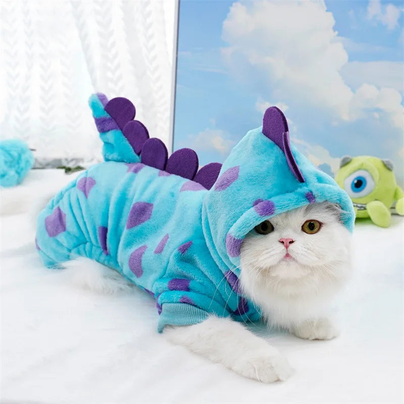 Cozy Dinosaur Fleece Pet Hoodie for Small Dogs and Cats