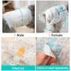 Reusable sanitary diapers for dogs shown on male and female pets with fitted tails and Velcro usage