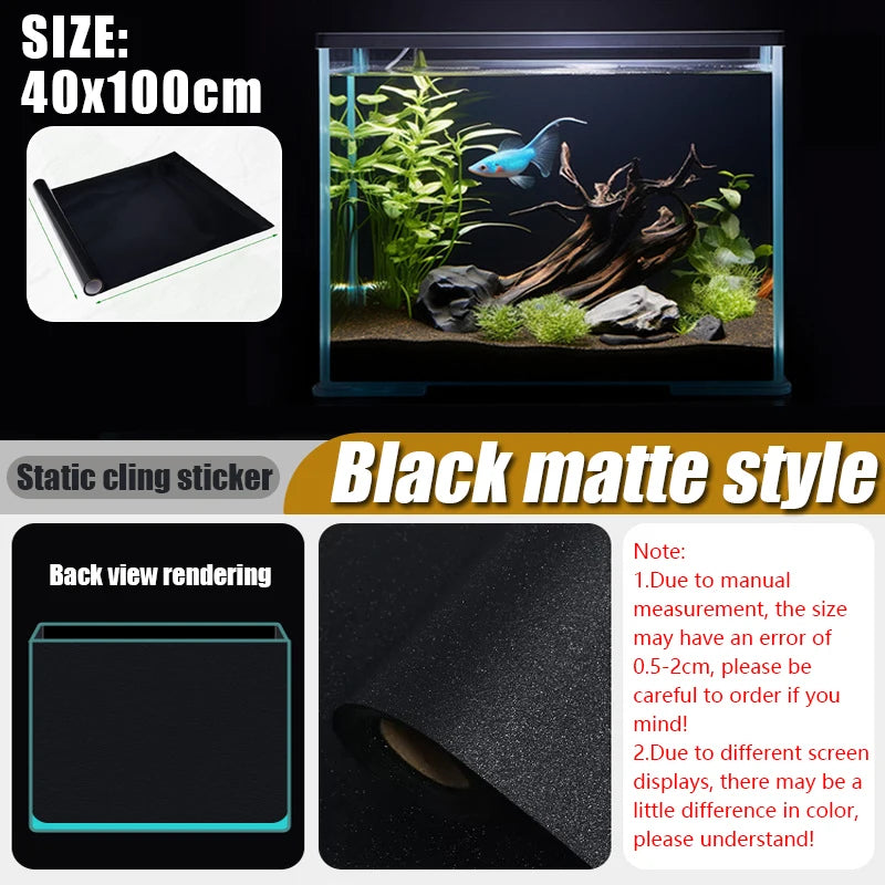 Electrostatic Aquarium Background Film – Matte Black, Water-Activated