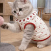 Ruffled Collar Cat Strawberry Vest with Cherry Pattern