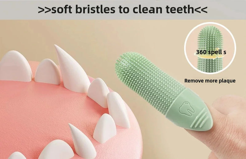 Brosse à dents en silicone 360° pour doigts, pour chiens et chats