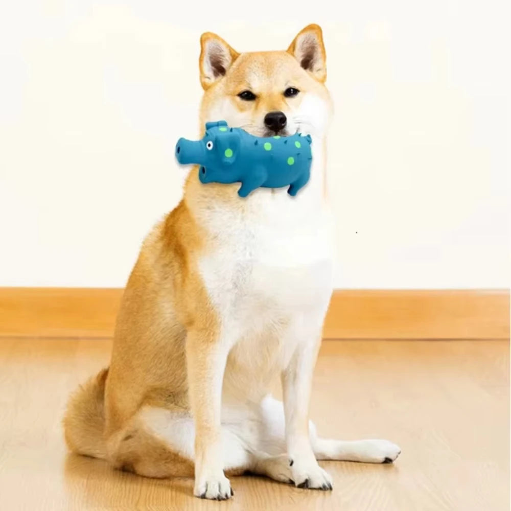 Grunt Pig Squeaky Dog Toy – Durable Latex Chew for Interactive Play