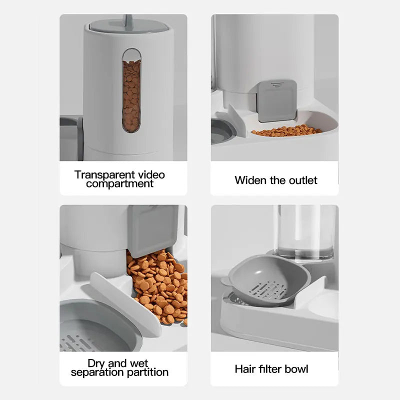 Gravity-Fed Cat Water Dispenser & Feeder with Spill-Proof Design