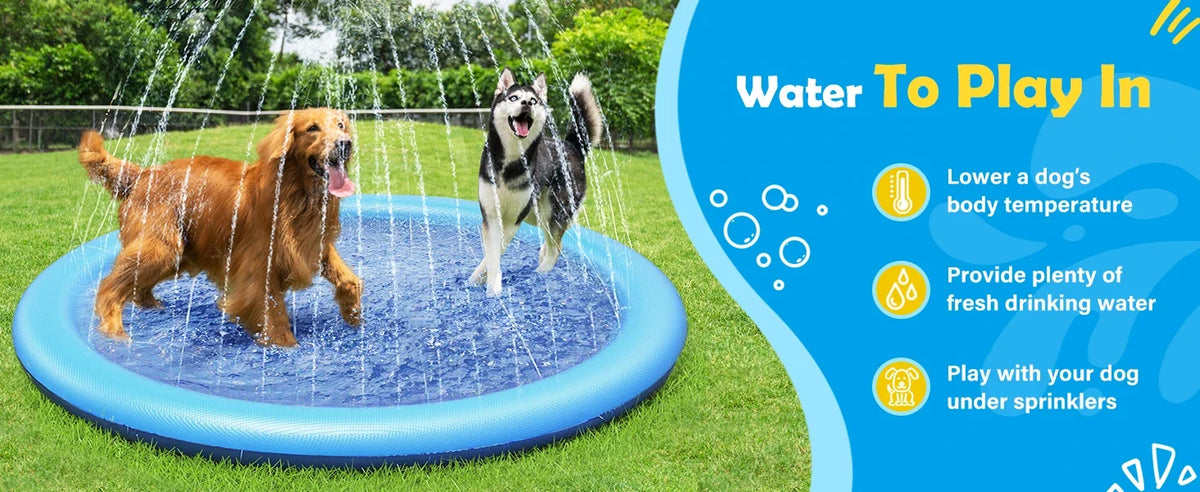 Anti-Slip Dog Splash Pad with Sprinkler for Summer Water Play