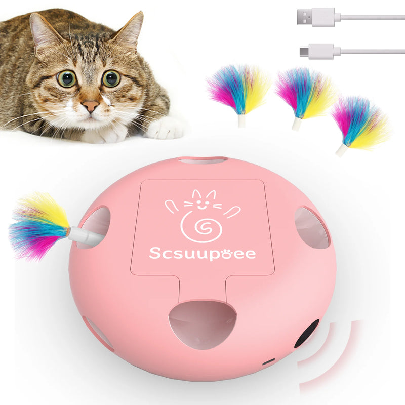 Jouet interactif intelligent pour chat avec plumes mobiles